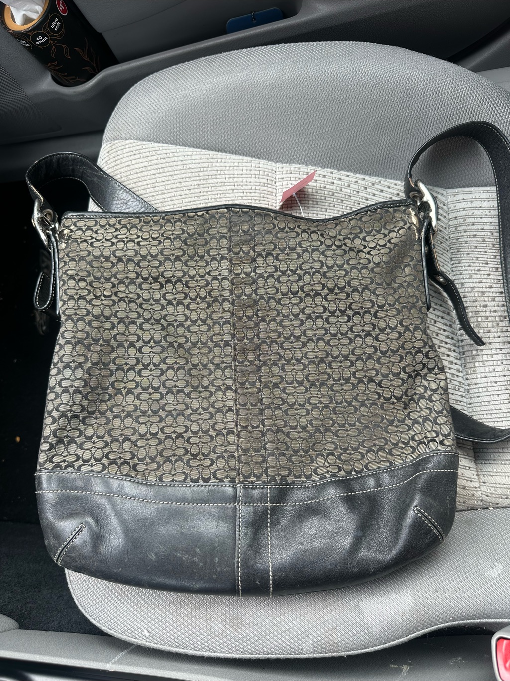 Coach Monogram Canvas Crossbody In Brown And Black